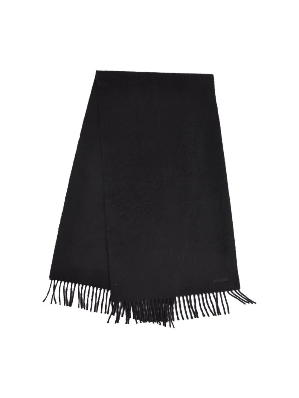 Hermes Scarf Shawl Fringe Cashmere Black